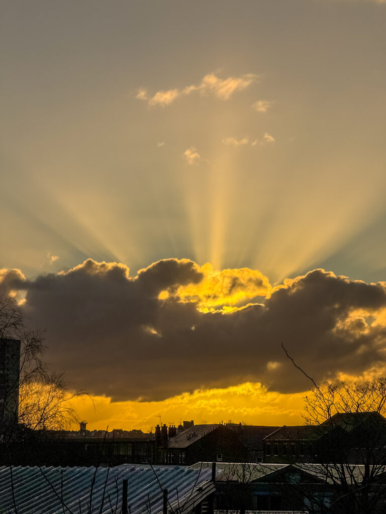 Sunset over Glasgow from the canal at Maryhill